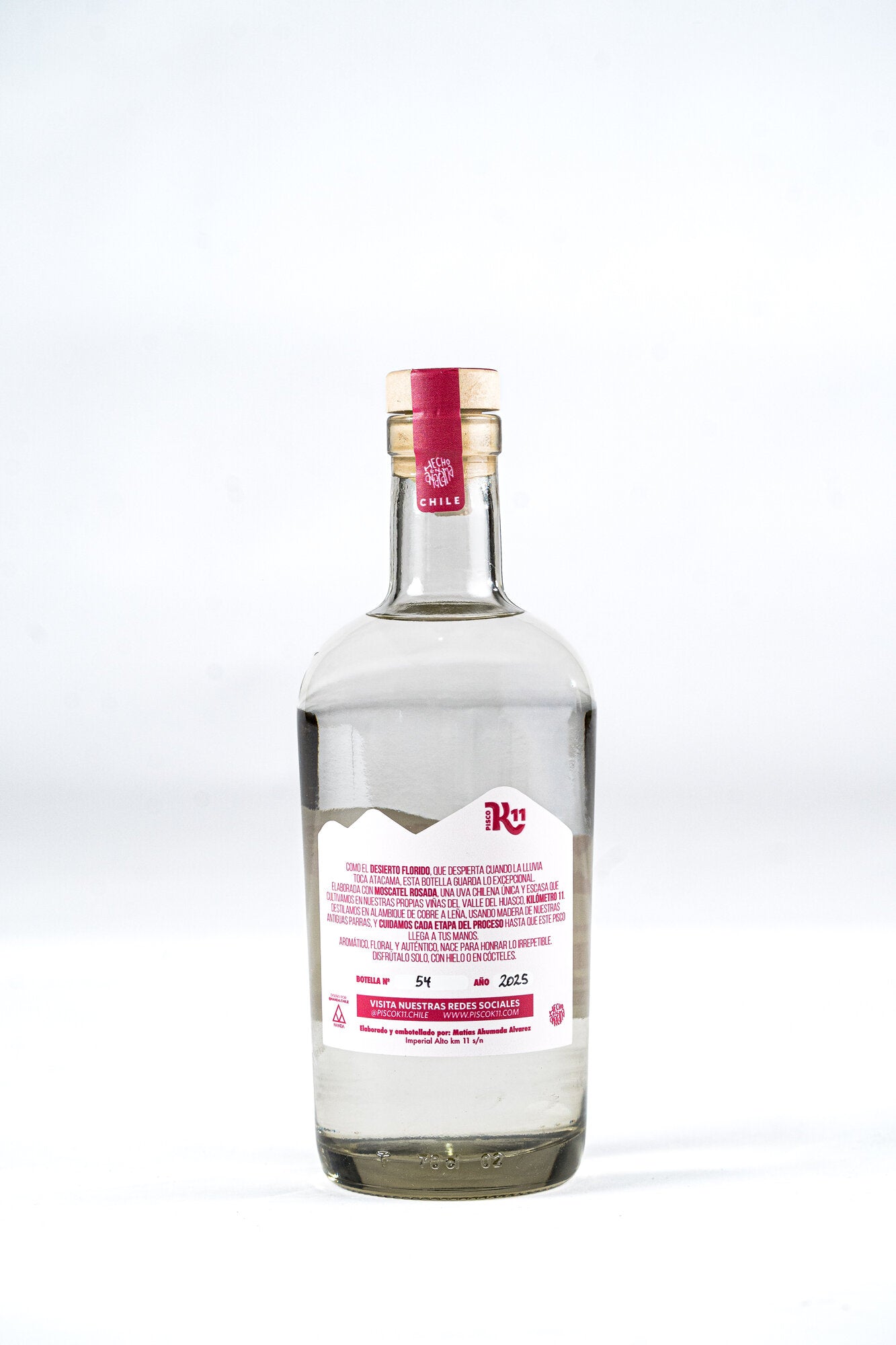 Contraetiqueta Pisco K11 Desierto Florido con historia de origen