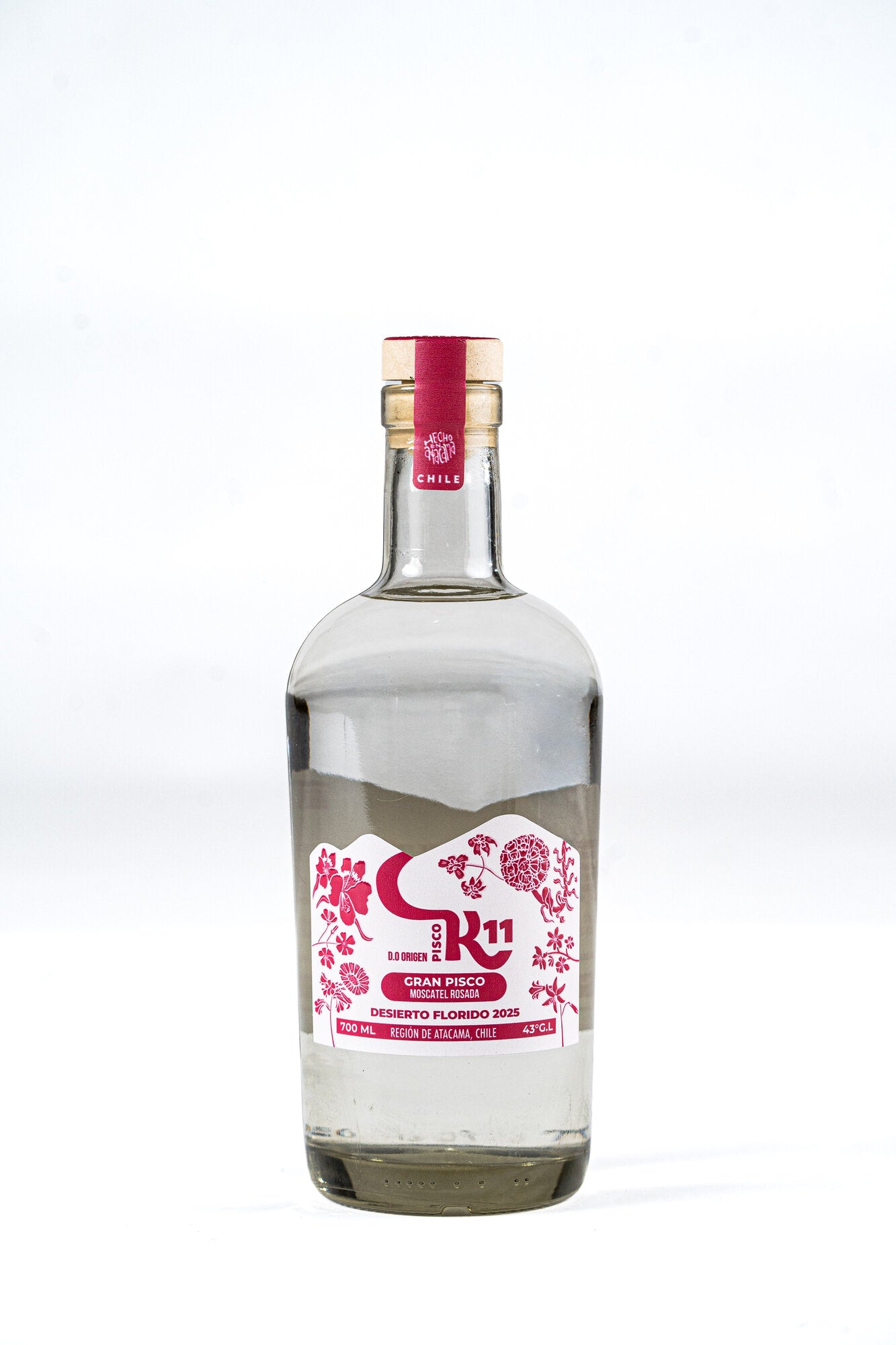 Botella Pisco K11 Moscatel Rosada Desierto Florido 700ml vista frontal