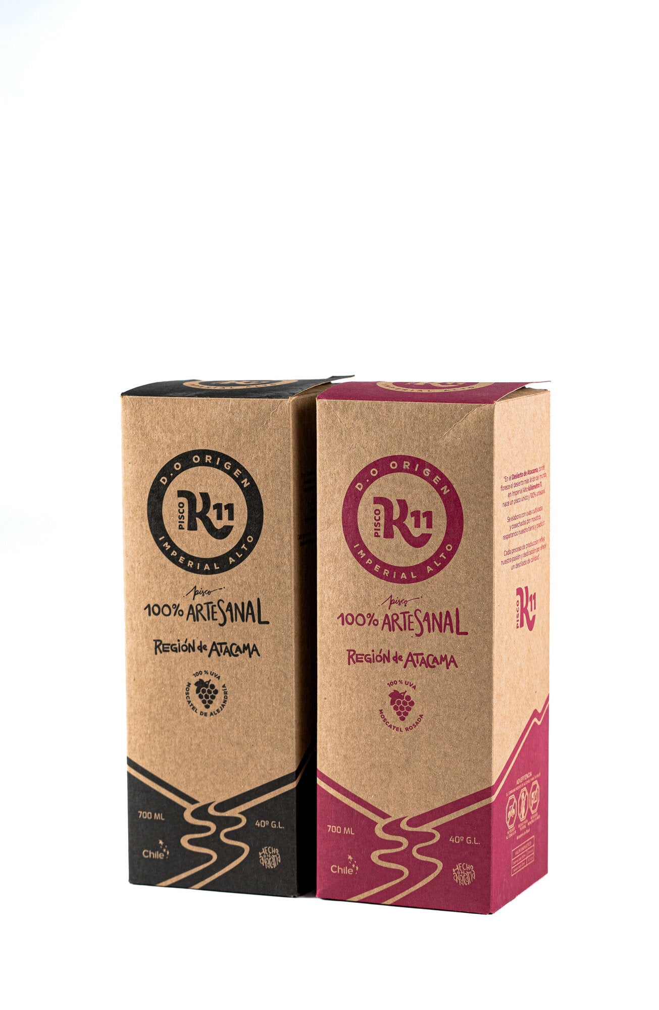 Estuches Pisco K11 Moscatel de Alejandría y Rosada Región de Atacama